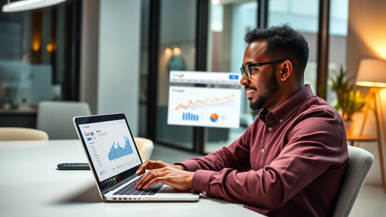 Ethiopian business owner analysing Google SEO rankings